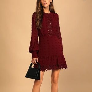 Lulus Lust Of Love embroidered long sleeve dress